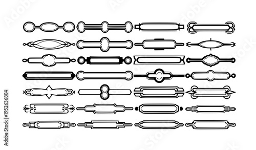 Symmetrical ornamental frame silhouettes vector with elegant classical cartouche shapes for branding