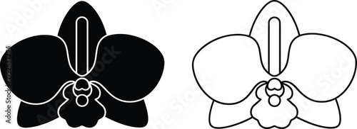 Orchid Flower Vector Icon Set Vector