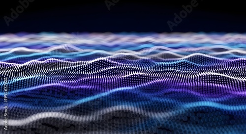 Abstract Digital Waves A Futuristic Visualization of Glowing Blue and Purple Patterns