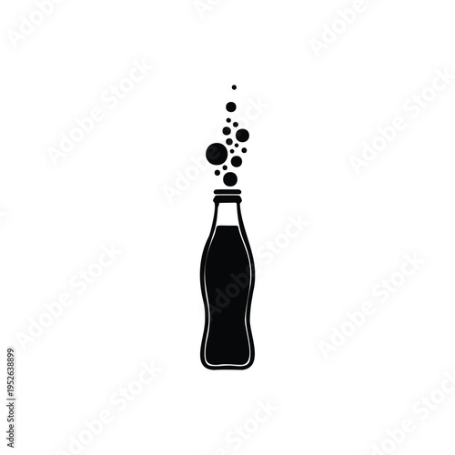 Soda bottle bubbles silhouette icon vector flat design.