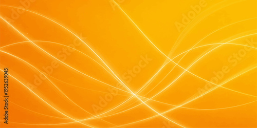 A vibrant abstract orange wave background features a flowing gradient of yellow and gold lines with a smooth texture and energetic motion for a modern vector art wallpaper design