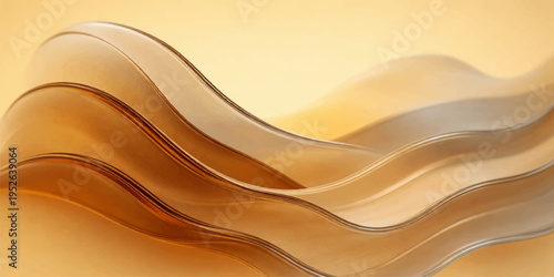 A smooth golden wave of liquid silk flows over heart shaped chocolate and a soft satin fabric texture to create a luxury vector wallpaper design with an orange light glow backdrop