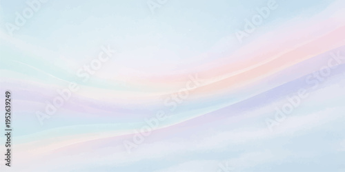A vibrant abstract background features soft blue waves and colorful light patterns, blending nature and motion into a bright gradient design with blurred lines and airy cloud textures