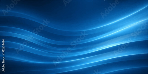 A flowing abstract blue wave design features digital curves and light patterns to create a motion texture backdrop with a glowing energy swirl