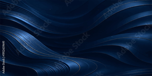 A futuristic 3d render featuring dark blue abstract backgrounds with fractal energy waves and glowing light patterns in a digital motion design illustration