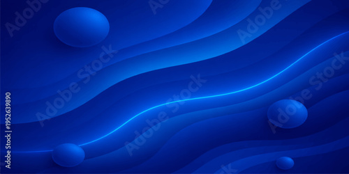 Smooth abstract blue background featuring flowing waves and artistic water bubbles with a soft light texture design