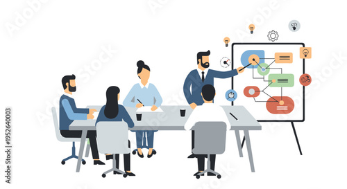 Corporate Innovation Planning Session Flat Vector Illustration Design