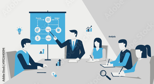 Flat Minimal Corporate Strategy Planning Illustration Vector Artwork