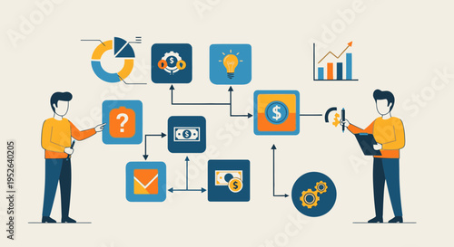 Flat Minimal Style Business Decision Making Illustration Vector