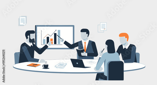 Flat Minimal Style Business Decision Planning Discussion Illustration