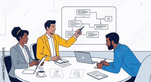 Business Decision Planning Discussion Session Flat Vector Illustration
