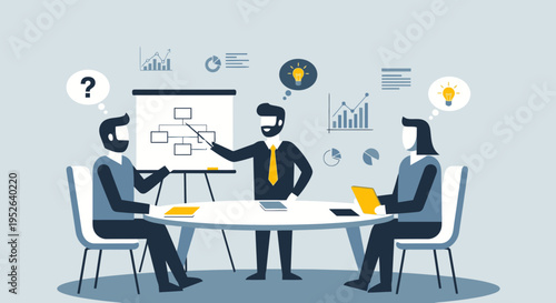 Flat Minimal Style Business Planning Discussion Workshop Session Illustration