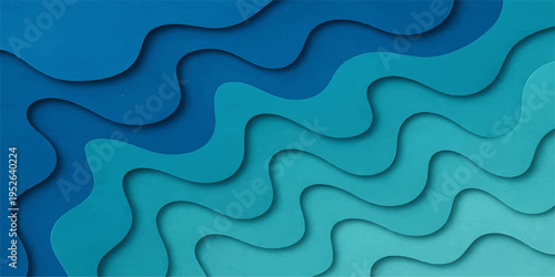 Seamless abstract blue wave pattern with 3d liquid texture and geometric curves creating a vector illustration backdrop for ocean water wallpaper design