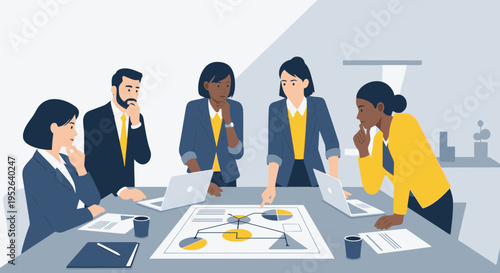 Flat minimal style business decision planning illustration vector