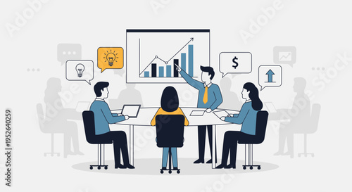 Flat minimal business growth discussion workshop session illustration