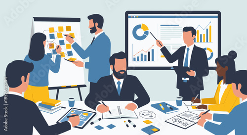 Minimal Flat Vector Illustration of Business Innovation Workshop Concept