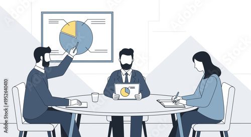 Corporate Business Evaluation Session Flat Minimal Vector Illustration