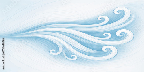 Abstract blue vector background with flowing waves and light curves creating a liquid ocean texture for a modern sea art backdrop design