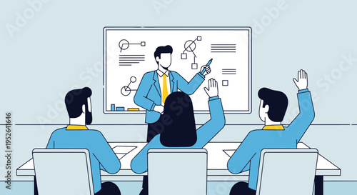 Manager Team Leadership Workshop Flat Minimal Vector Illustration