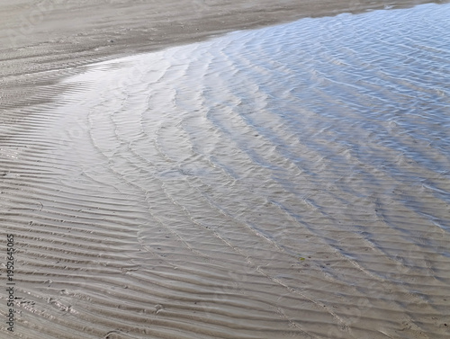 beach and wet sand in shallow water