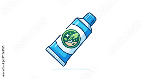 Flat design medical ointment tube icon with healing symbol