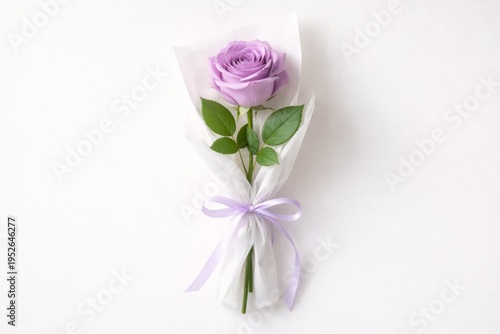 Wallpaper Mural Elegant Flower Wrapped With Ribbon. Solitary Lavender Rose Elegantly Embowed With Soft Lighting Effect Torontodigital.ca