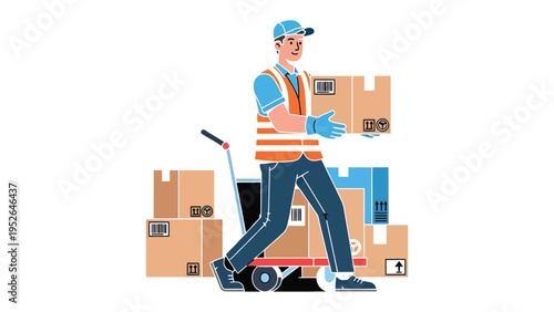 Courier with Delivery Packages: A diligent courier navigates the cityscape, expertly balancing a delivery package, ready to deliver goods to customers and ensure prompt, reliable service.