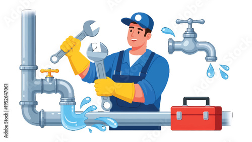 Professional Plumber at Work: A skilled plumber, expertly handling tools to fix water pipes, showcasing precision and efficiency in their craft.