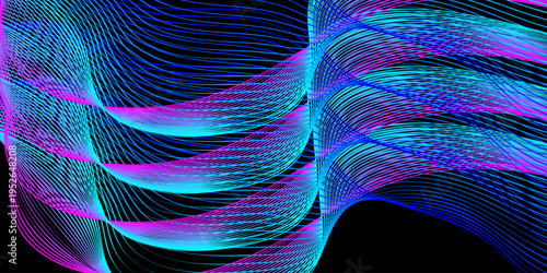 A futuristic digital wallpaper featuring a blue fractal burst arrangement of light lines and waves against a black backdrop for a high-tech energy illustration