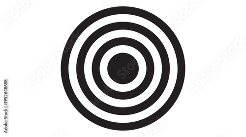 A minimalist abstract composition featuring a target or bullseye design with concentric circles in black and white, creating a simple yet striking visual effect and pattern.