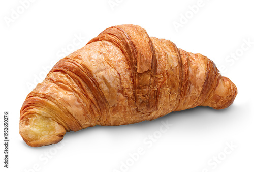 Closeup of a fresh baked croissant on a white background