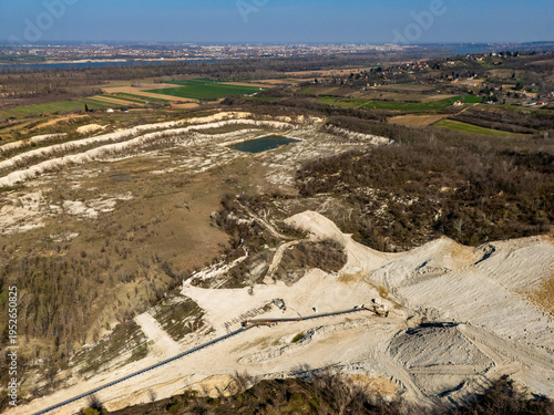 Obraz na płótnie Sand pit mining industrial quartz. Sand deposit in Serbia