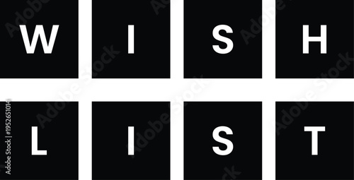A silhouette of black squares forming a wish list on a white background