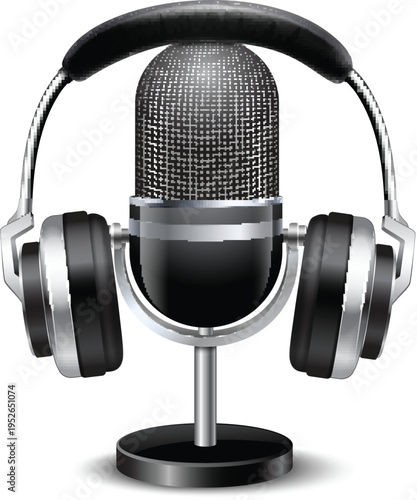High quality microphone illustration for sound recording and broadcast vector