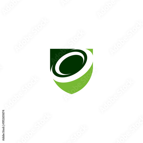 Abstract shield circle three leaf logo. leaf icon dynamic green color