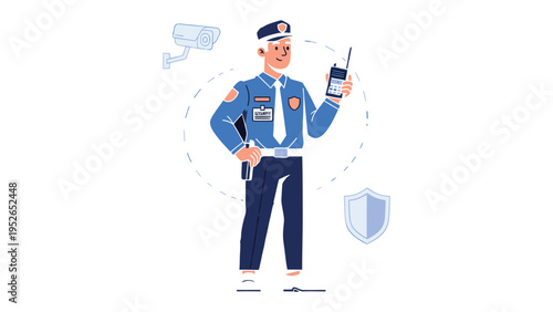 Security Guard at Work: A vigilant security guard, poised and ready, stands at attention, embodying safety and protection with their authoritative presence and watchful demeanor.