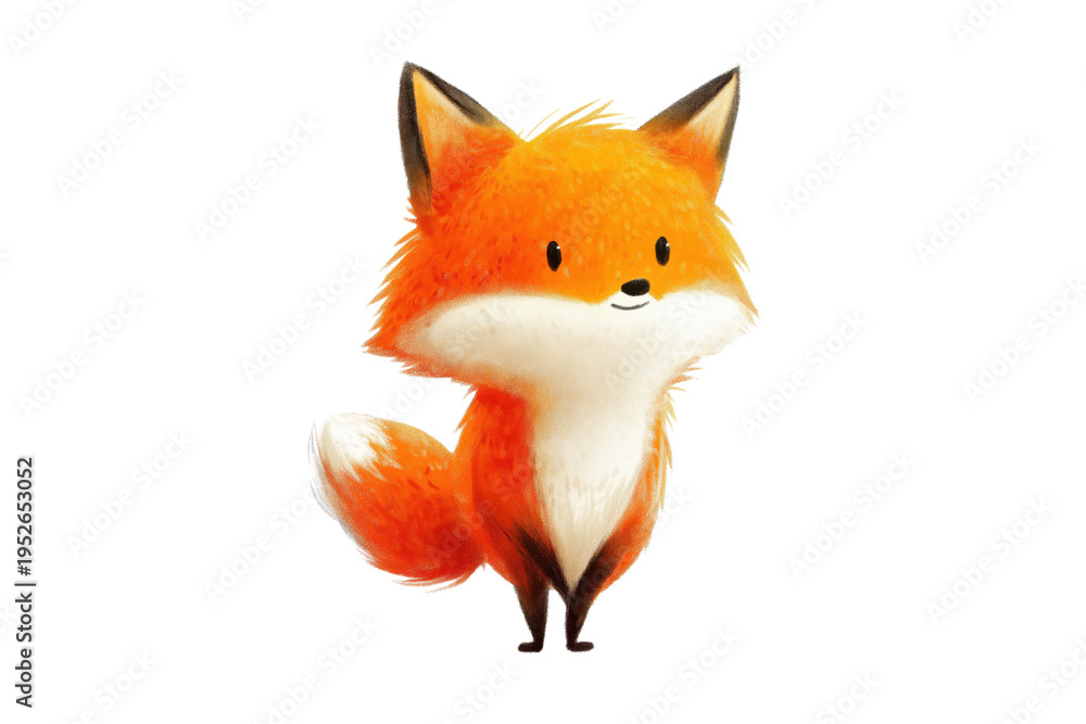Fototapeta premium Adorable Stylized Cartoon Fox with Fluffy Tail