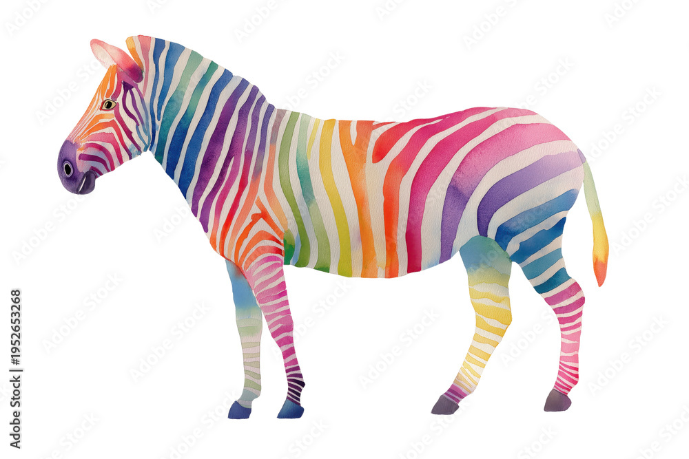 Fototapeta premium Artistic Zebra with Vibrant Rainbow Stripes