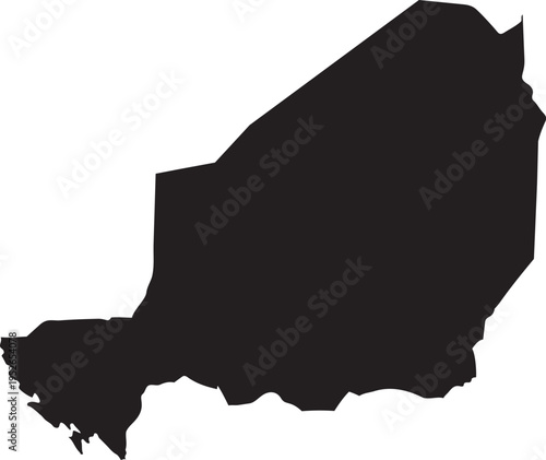 Black silhouette map of Niger a simple vector graphic for informational and design purposes isolated on a white background
