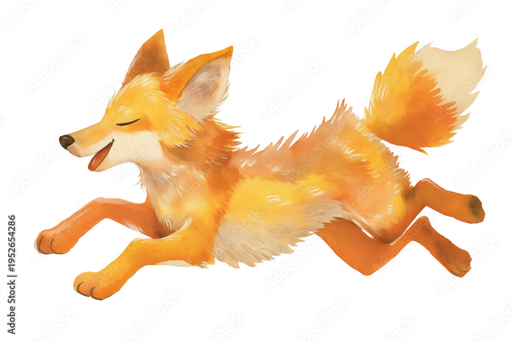 Fototapeta premium Joyful Red Fox Leaping Happily Through the Air