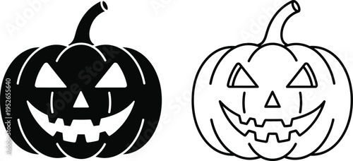 Halloween Pumpkin Jack O Lantern Icon Set Vector
