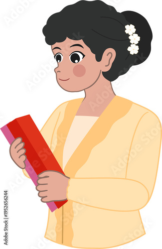 Black Girl in Traditional Attire Holding Books