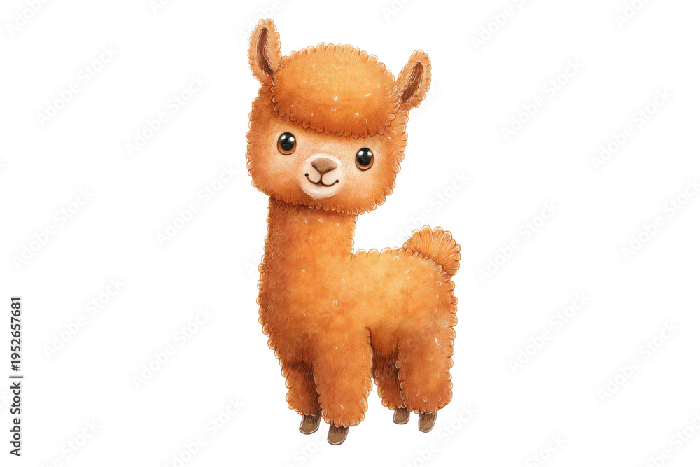 Fototapeta premium Very Fluffy Brown Alpaca Character