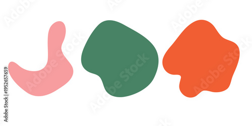 Abstract art composition with three organic shapes