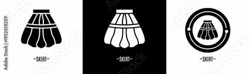 Skirt logo set. Collection of black and white logos. Stock vector.
