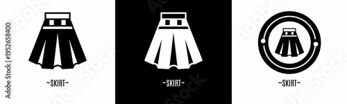 Skirt logo set. Collection of black and white logos. Stock vector.
