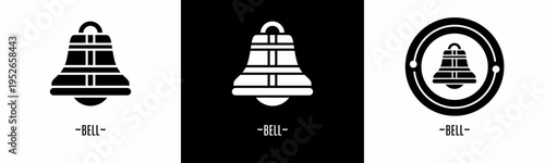Bell logo set. Collection of black and white logos. Stock vector.