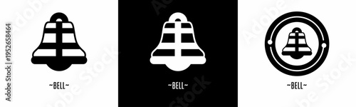 Bell logo set. Collection of black and white logos. Stock vector.
