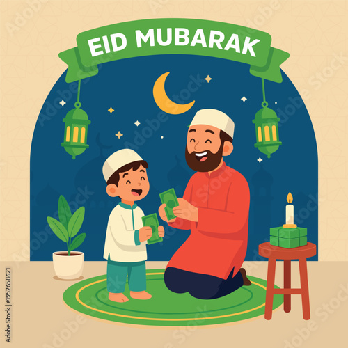 Eid al fitr mubarak islamic festival social media post design template