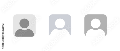 Default avatar account icon in gray square. Social media user profile symbol